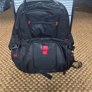 SwissGear Black and Red Backpack Multi-Compartment Design